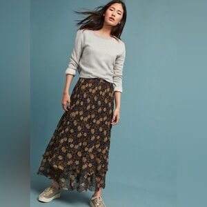 ANTHROPOLOGIE: Pleated Floral Skirt